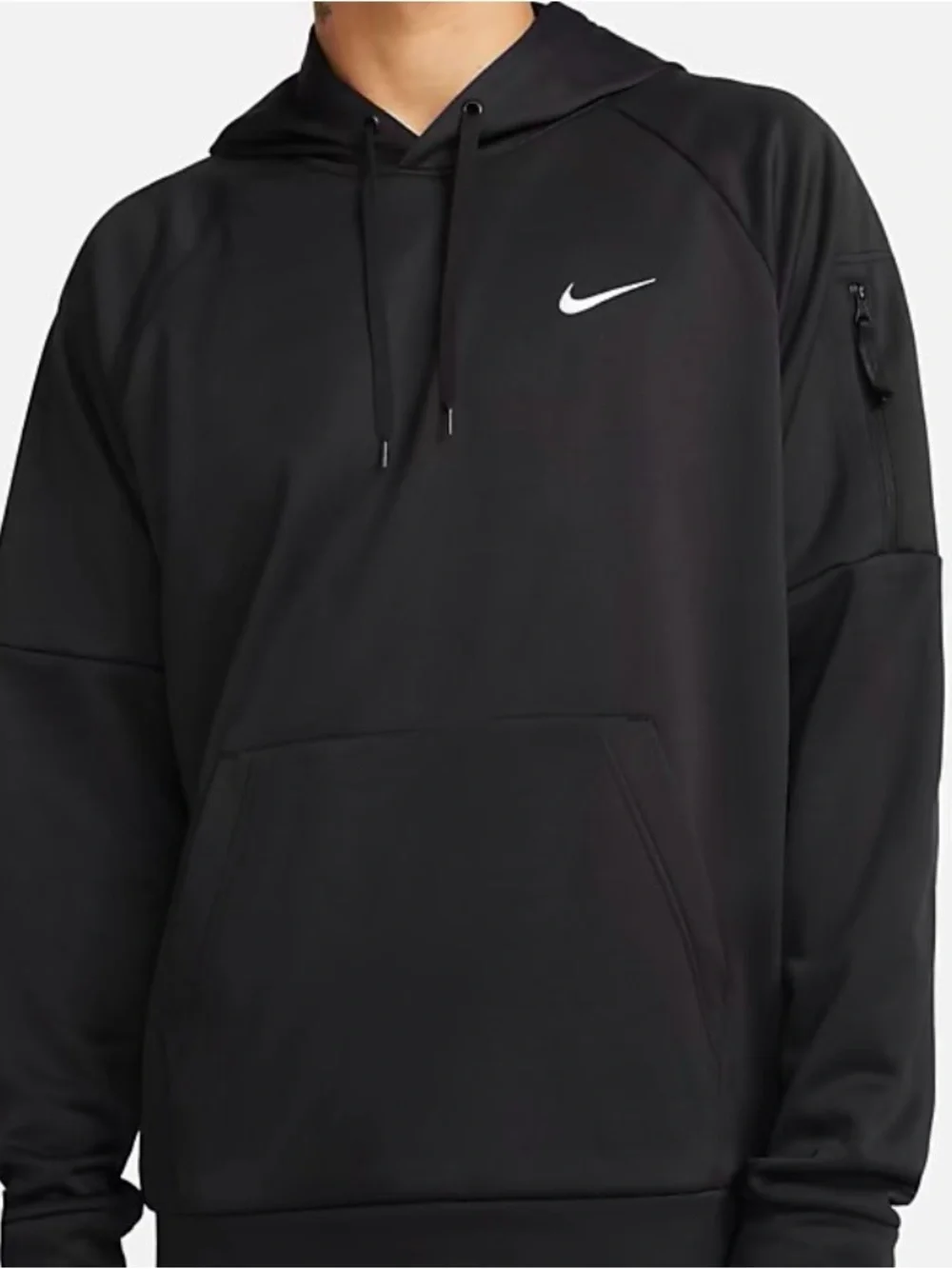 Nike Men’s Black Performance Pullover Hoodie with White Swoosh